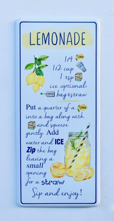White Enamel Lemonade Plaque